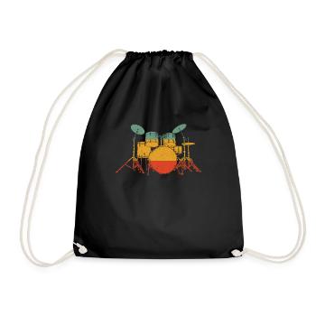 Rétro percussion rétro batterie cadeau - Sac de sport léger - noir - Devant