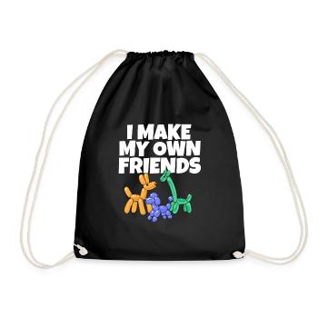 I Make My Own Friends Funny Balloon Animals - Turnbeutel - Schwarz - Vorne