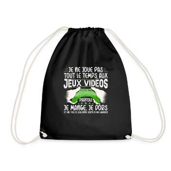 Gamer Idée Cadeau Jeux Vidéo Humour Ado Geek - Sac de sport léger - noir - Devant