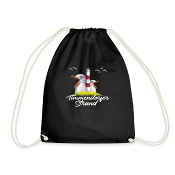 Timmendorfer Strand Ostsee Urlaub Souvenir - Turnbeutel - Schwarz - Vorne