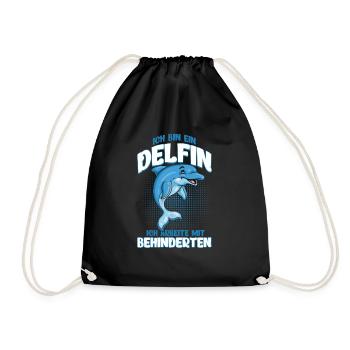 Delfin Behindert Sarkasmus Lustiger Spruch - Turnbeutel - Schwarz - Vorne