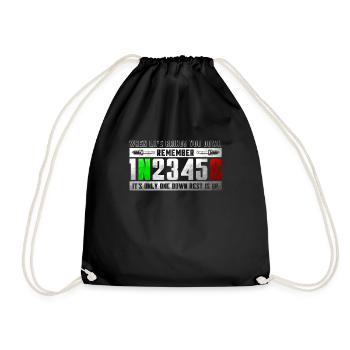 1N23456 Motorradschaltung Motorrad Biker Geschenk - Turnbeutel - Schwarz - Vorne