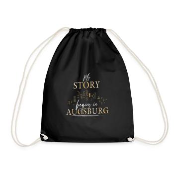 My story begins in Augsburg - Turnbeutel - Schwarz - Vorne