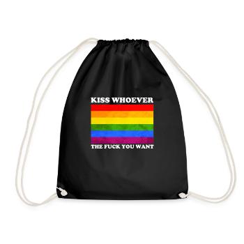 Kiss Whoever The Fuck You Want LGBTQ Pride Motiv - Turnbeutel - Schwarz - Vorne