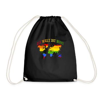 Bunte Welt Regenbogen LGBTQ Gay Pride Geschenk - Turnbeutel - Schwarz - Vorne
