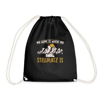 Home Is Where My Stellplatz Is Camping Camper - Turnbeutel - Schwarz - Vorne