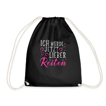 Ich Würde Jetzt Lieber Reiten - Reiter - Hufeisen - Turnbeutel - Schwarz - Vorne