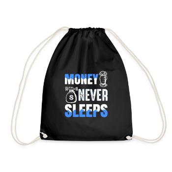 Money never sleeps l’argent ne dort pas idée de cadeau - Sac de sport léger - noir - Devant