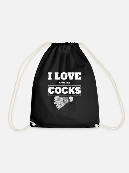I Love Shuttlecocks Cocks Birdie Badminton - Drawstring Bag - black