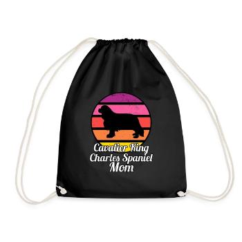 Cavalier King Charles Spaniel Mom I Retro Cavalier - Drawstring Bag - black - Front