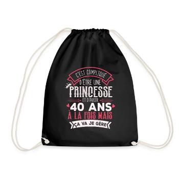 Princesse 40 ans Cadeau Anniversaire Maman Drôle - Sac de sport léger - noir - Devant