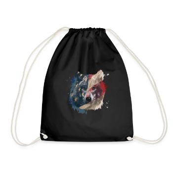 Wolf American Flag USA America - Turnbeutel - Schwarz - Vorne