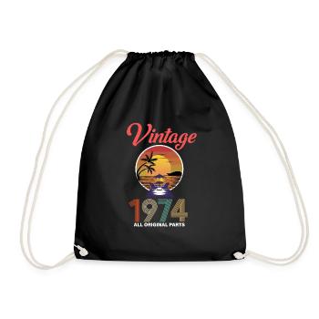 Vintage 1974 47th birthday - Drawstring Bag - black - Front