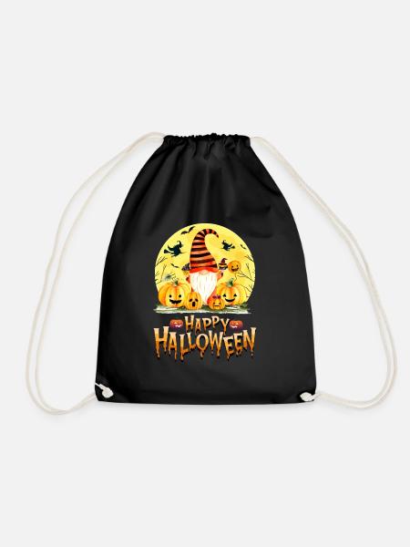 Halloween Gnom Kürbis - Turnbeutel - Schwarz