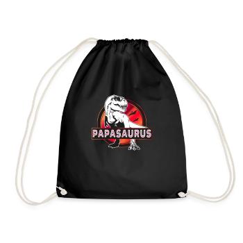 Papasaurus - Papa T Rex Dinosaur Gift - Drawstring Bag - black - Front