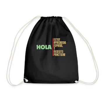 Novelty Scholars Learning Spanish Gag Cute - Drawstring Bag - black - Front