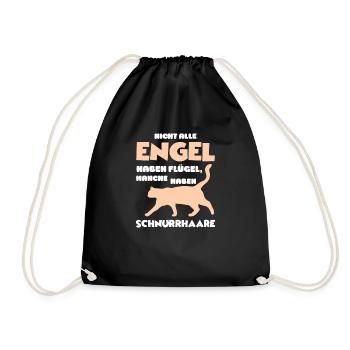 Nicht alle Engel haben Flügel, Schnurrhaare Katze - Turnbeutel - Schwarz - Vorne