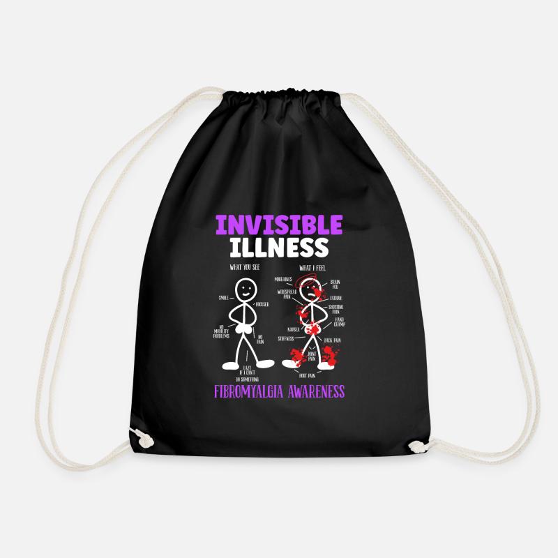 Fibromyalgia Awareness Illness Disease Survivor - Drawstring Bag - black
