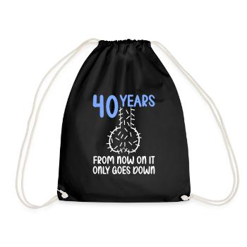 40 years of gravity it goes downhill 40 years 40. - Drawstring Bag - black - Front