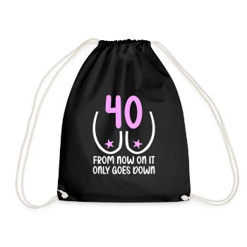 40 years of gravity it goes downhill 40 years 40. - Drawstring Bag - black - Front