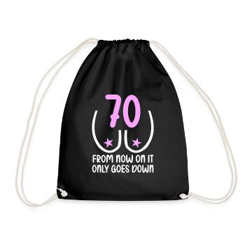 70 years of gravity it goes downhill 70 years 70. - Drawstring Bag - black - Front
