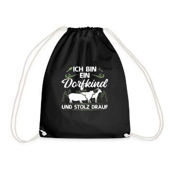 Ich Bin Ein Dorfkind und Stolz Drauf Bauer - Turnbeutel - Schwarz - Vorne