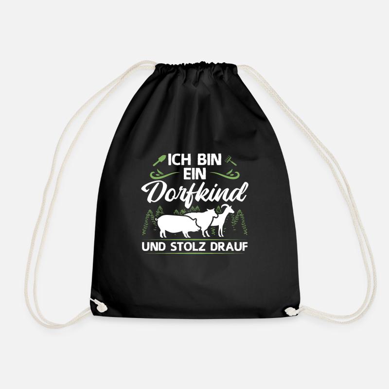 Ich Bin Ein Dorfkind und Stolz Drauf Bauer - Turnbeutel - Schwarz