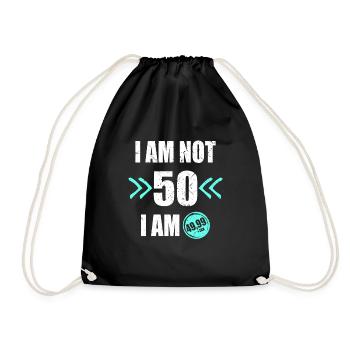 I'm i am Not 50 I'm 49 + Tax 50th birthday - Drawstring Bag - black - Front