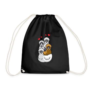Silk Chicken Domestic Chicken Chicken - Drawstring Bag - black - Front
