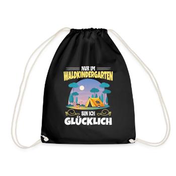 Nur Im Waldkindergarten Bin Ich Glücklich - Turnbeutel - Schwarz - Vorne