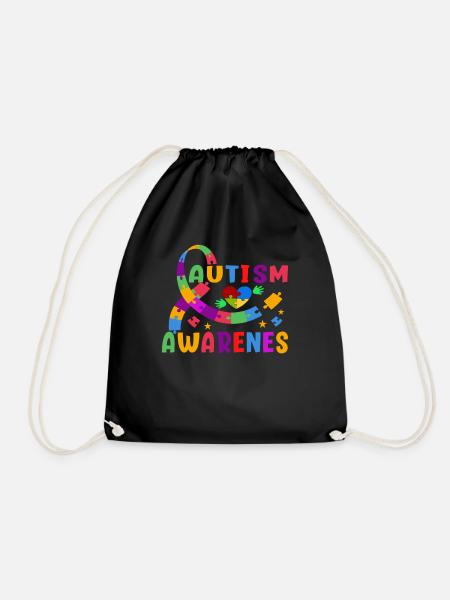 Autism Awareness - Drawstring Bag - black