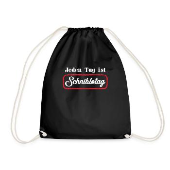 Jeden Tag ist Schniblotag, Schnitzel und Blow..Job - Turnbeutel - Schwarz - Vorne