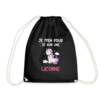 Cadeau Je M'en Fous Je Suis Une Licorne - Sac de sport léger - noir - Devant