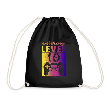 Level 10 Gaming Controller 10th Birthday - Drawstring Bag - black - Front