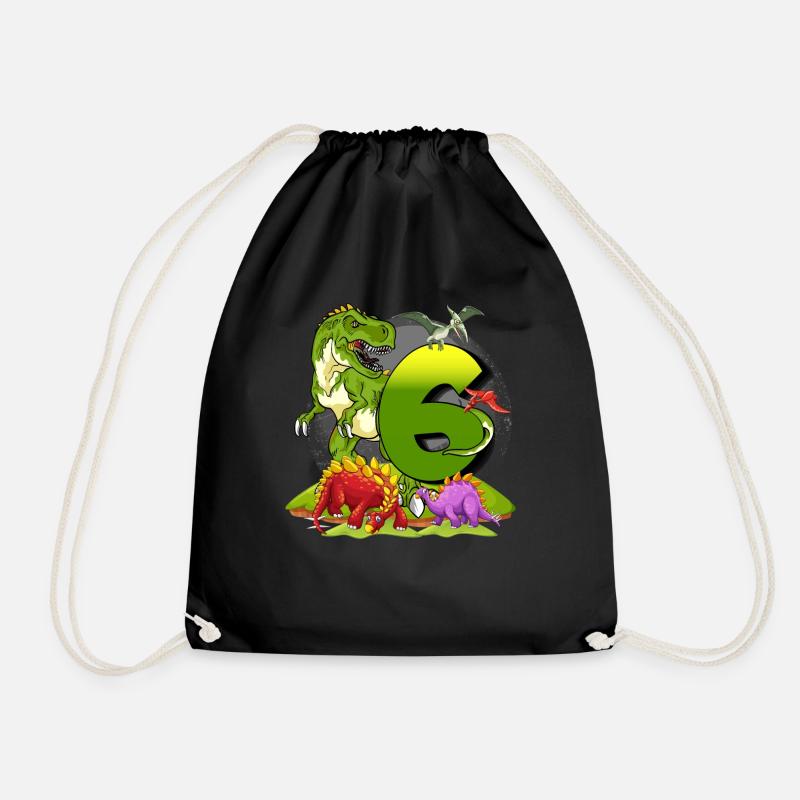 Geschenk-Dinosaurier Geburtstag 6 Jahre Junge - Turnbeutel - Schwarz