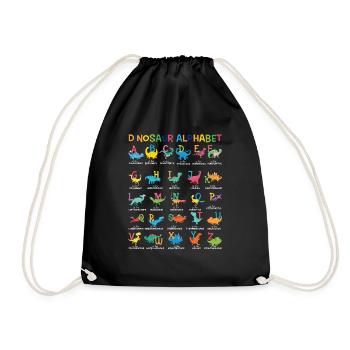 Dinosaur Species Alphabet A-Z Dino ABC T-Rex Dino - Drawstring Bag - black - Front