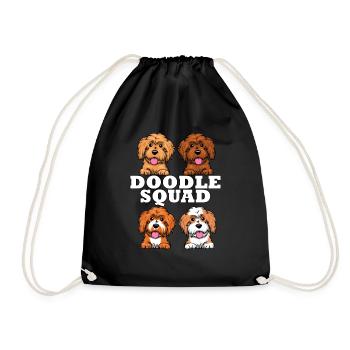 Doodle Squad Ironic Goldendoodle Dog - Drawstring Bag - black - Front