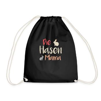 Die Hasen Mama Hase Kaninchen Mutter Haustier - Turnbeutel - Schwarz - Vorne