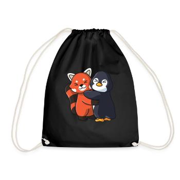 Chers pingouins panda rouge mignons câlins animaux - Sac de sport léger - noir - Devant