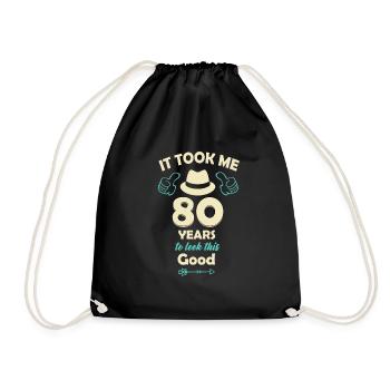 80th birthday - Drawstring Bag - black - Front