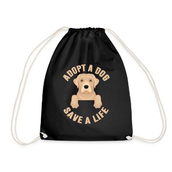 Adopt A Dog Save A Life! - Drawstring Bag - black - Front
