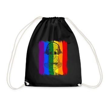 Gayming Gaylien Rainbow CSD Gaming Alien LGBT - Drawstring Bag - black - Front