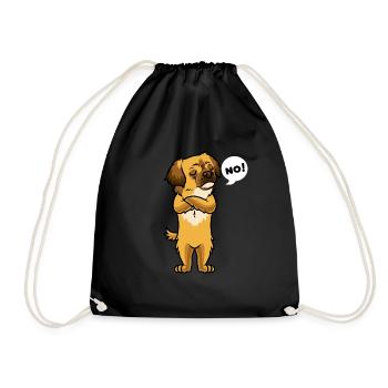Stubborn Tibetan Spaniel Dog Tibetan Spaniel - Drawstring Bag - black - Front