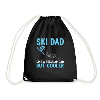 Ski Dad Skier Father's Day Gift Skiing Dad - Drawstring Bag - black - Front