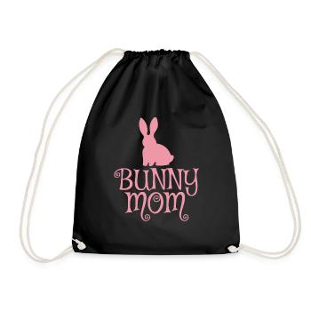 Cute Pet Rabbit Mom Rodent - Drawstring Bag - black - Front