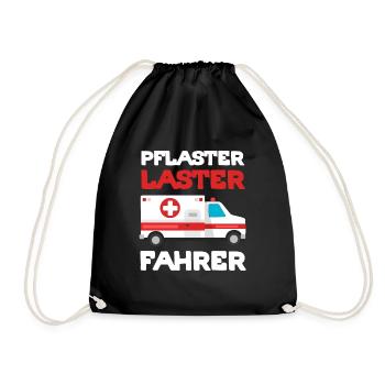 Rettungssanitäter Sanitäter Pflaster Laster Spruch - Turnbeutel - Schwarz - Vorne