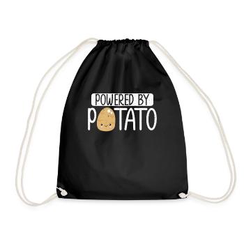 Powered By Potato Kartoffel - Drawstring Bag - black - Front