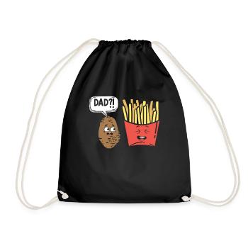 Papa Kartoffel Witz Pommes Frites Vegan - Turnbeutel - Schwarz - Vorne