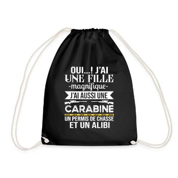 Oui J'ai Une Fille Magnifique Papa Chasseur - Sac de sport léger - noir - Devant