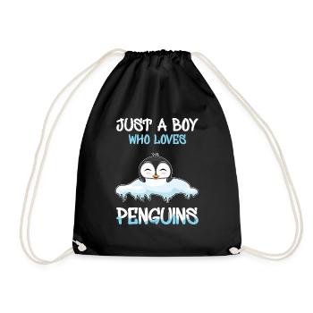 Just A Boy Who Loves Penguins Penguin Art Cartoon - Turnbeutel - Schwarz - Vorne